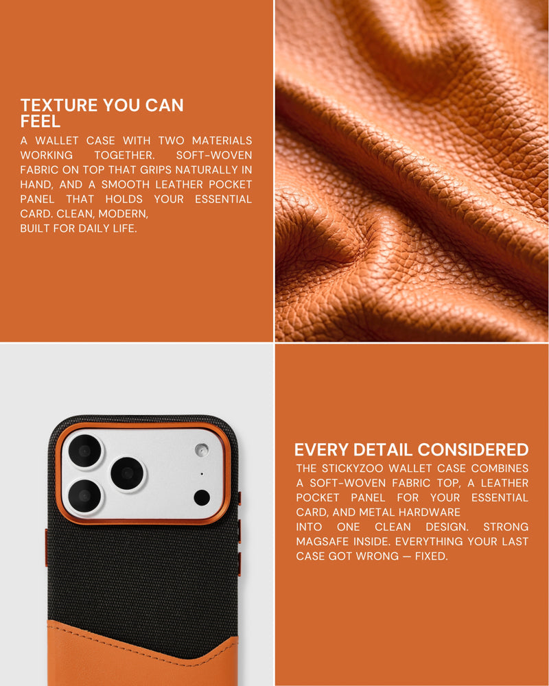WALLET NA CASE PARA SA TELEPONO — BLACK ORANGE