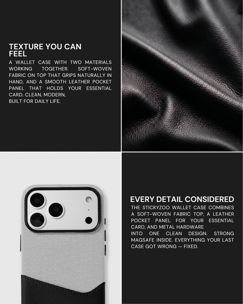 WALLET NA CASE PARA SA TELEPONO — GREY BLACK