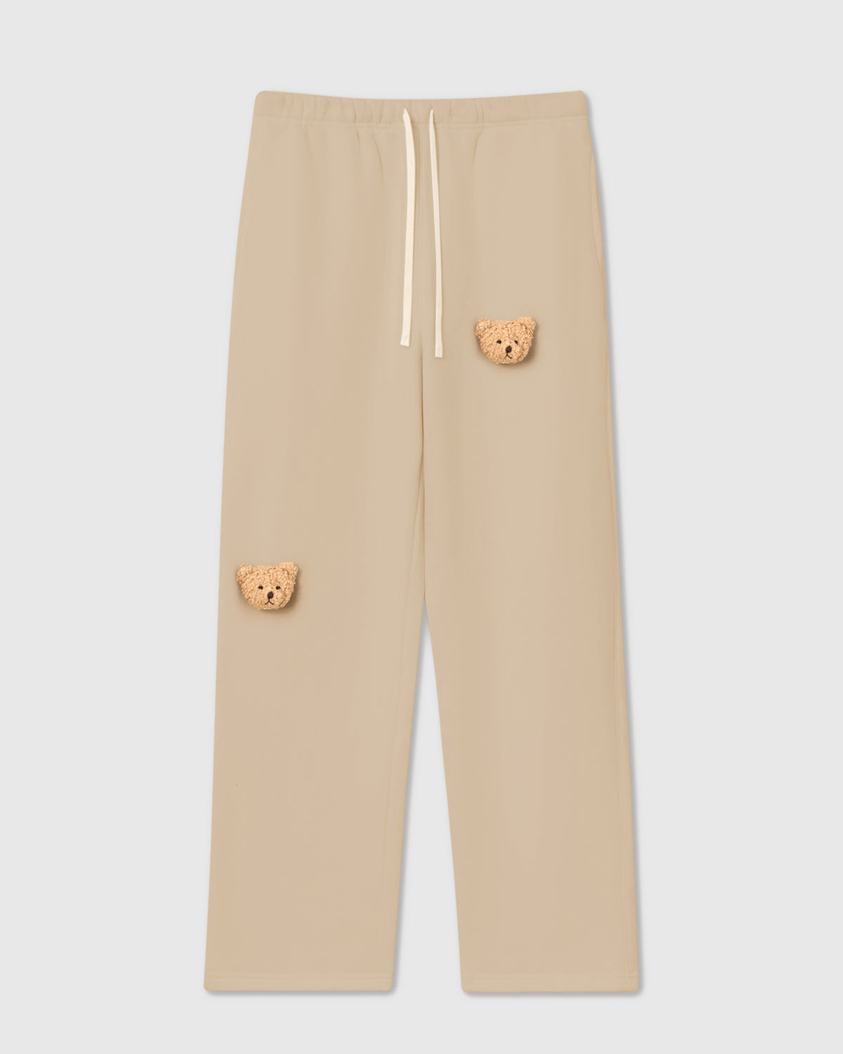 STICKYZOO Sticky Bear Sweatpant in cream with two hand-stitched plush bear face appliques