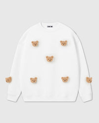 STICKYZOO Sticky Bear Sweatshirt in red with scattered plush teddy bear faces