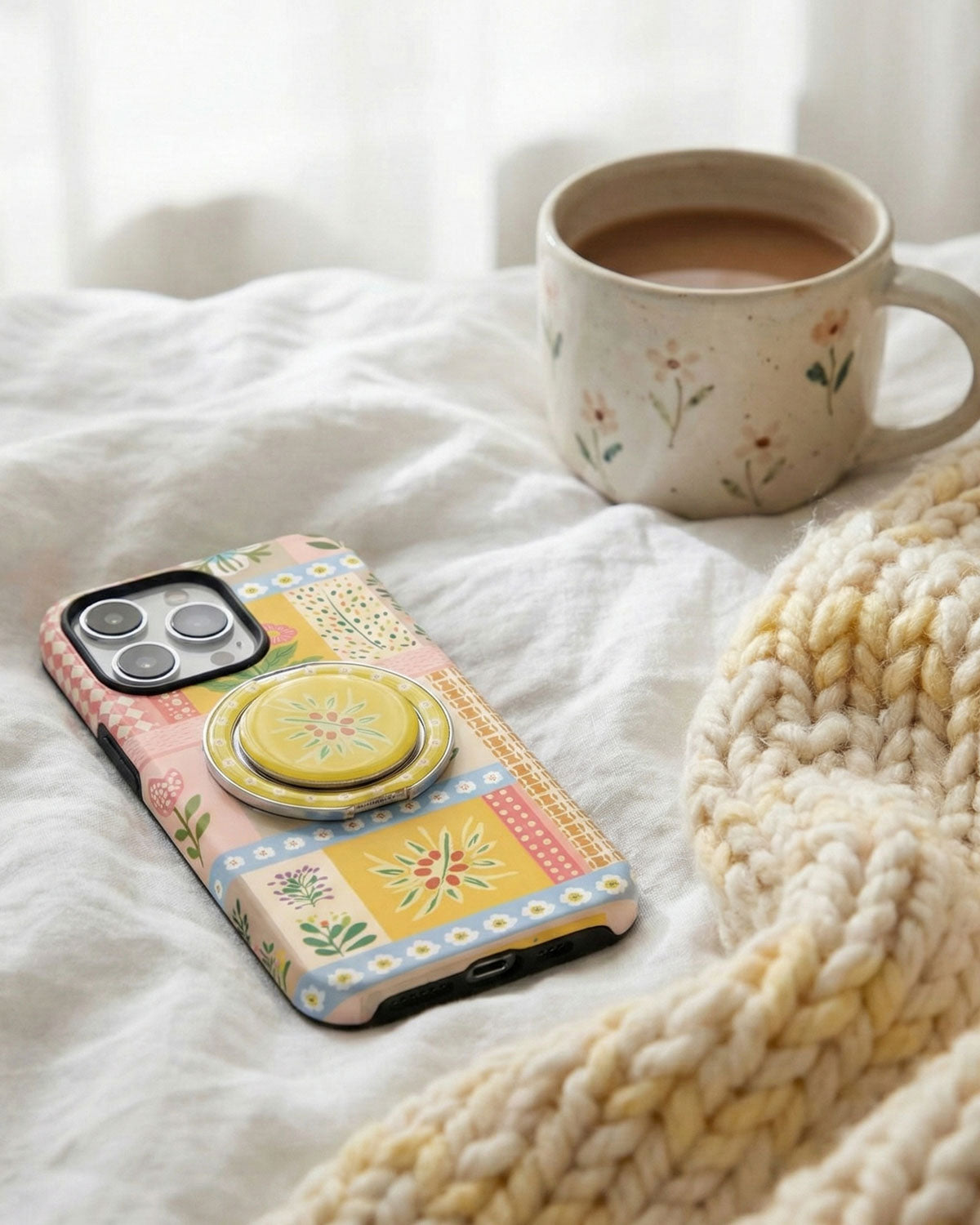 PATCHWORK FLORAL PLATE NA CASE NG TELEPONO