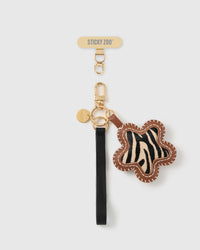 NOIR ZEBRA BLOOM LEATHER PHONE STRAP