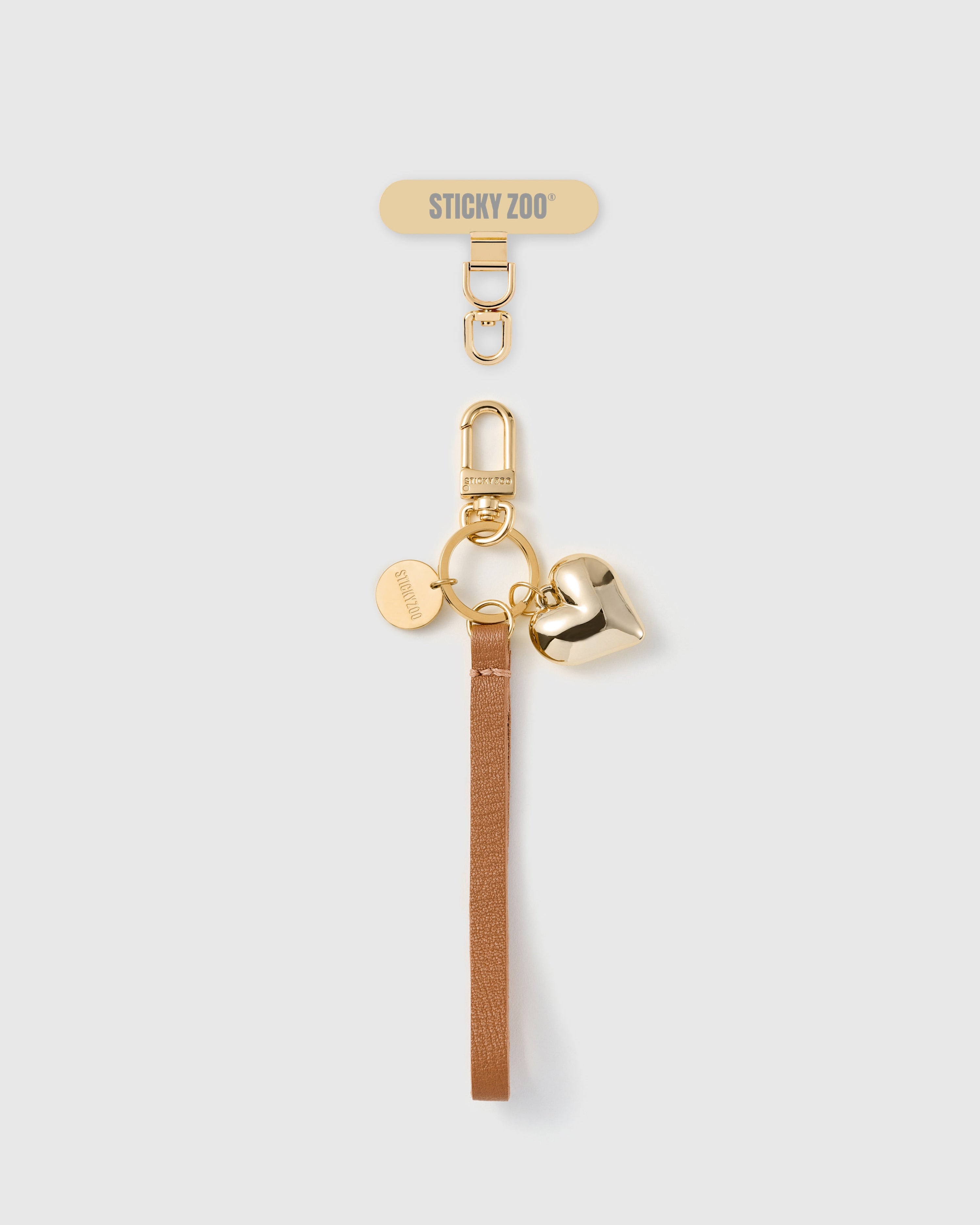 GOLDEN HEART NA LEATHER NA STRAP PARA SA TELEPONO