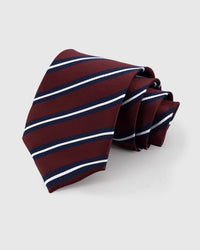 TIE NA NAVY BORDEAUX STRIPE