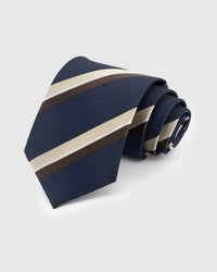 NAVY CLUB STRIPE TIE