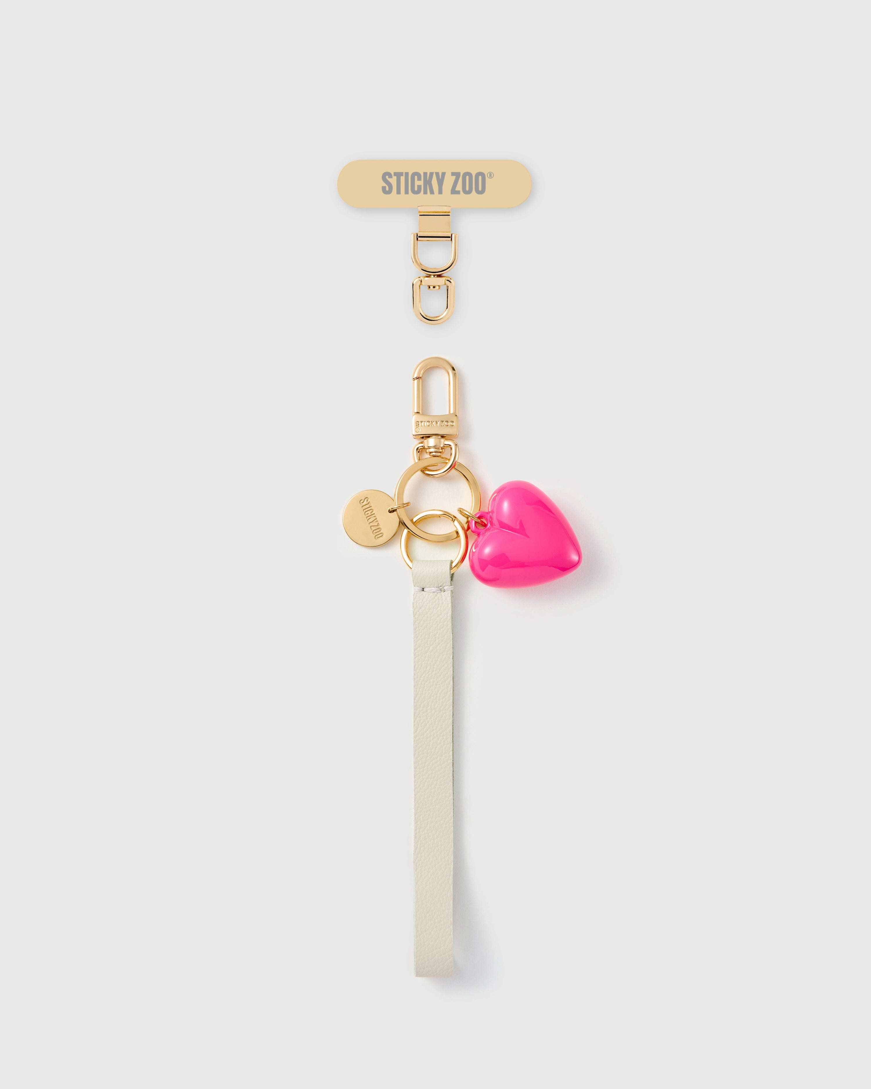 IVORY PUFF HEART LEATHER STRAP NG TELEPONO