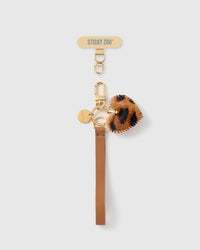 COGNAC LEOPARD NA PUSO SA LEATHER PHONE STRAP