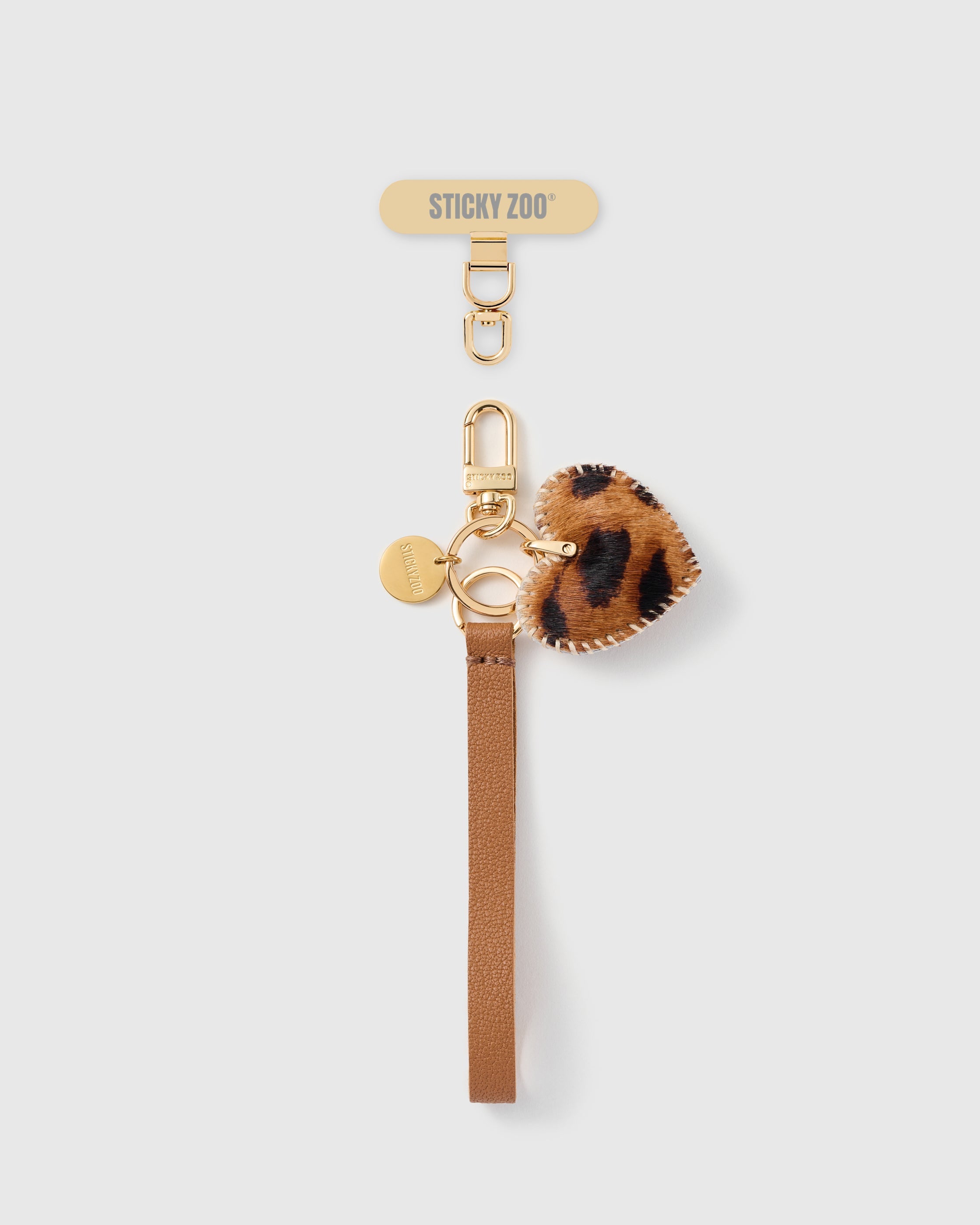 COGNAC LEOPARD NA PUSO SA LEATHER PHONE STRAP
