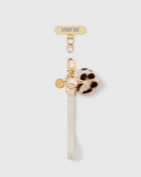 SNOW LEOPARD NA PUSO SA LEATHER PHONE STRAP