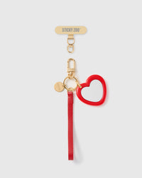 CRIMSON MIRROR HEART LEATHER STRAP NG TELEPONO  