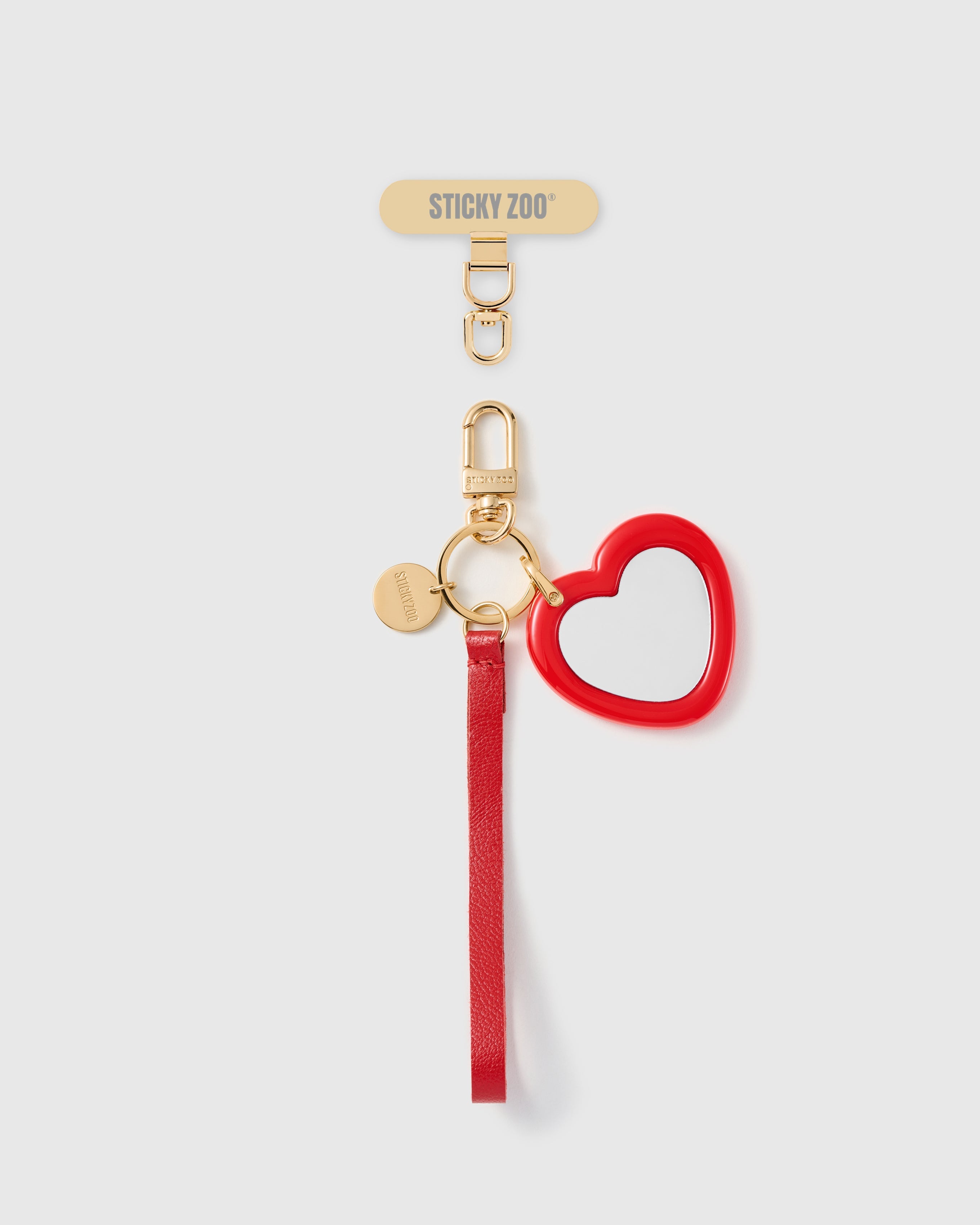 CRIMSON MIRROR HEART LEATHER STRAP NG TELEPONO  