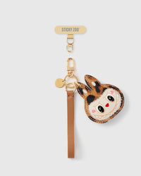 COGNAC LEOPARD NA CRITTER SA LEATHER PHONE STRAP