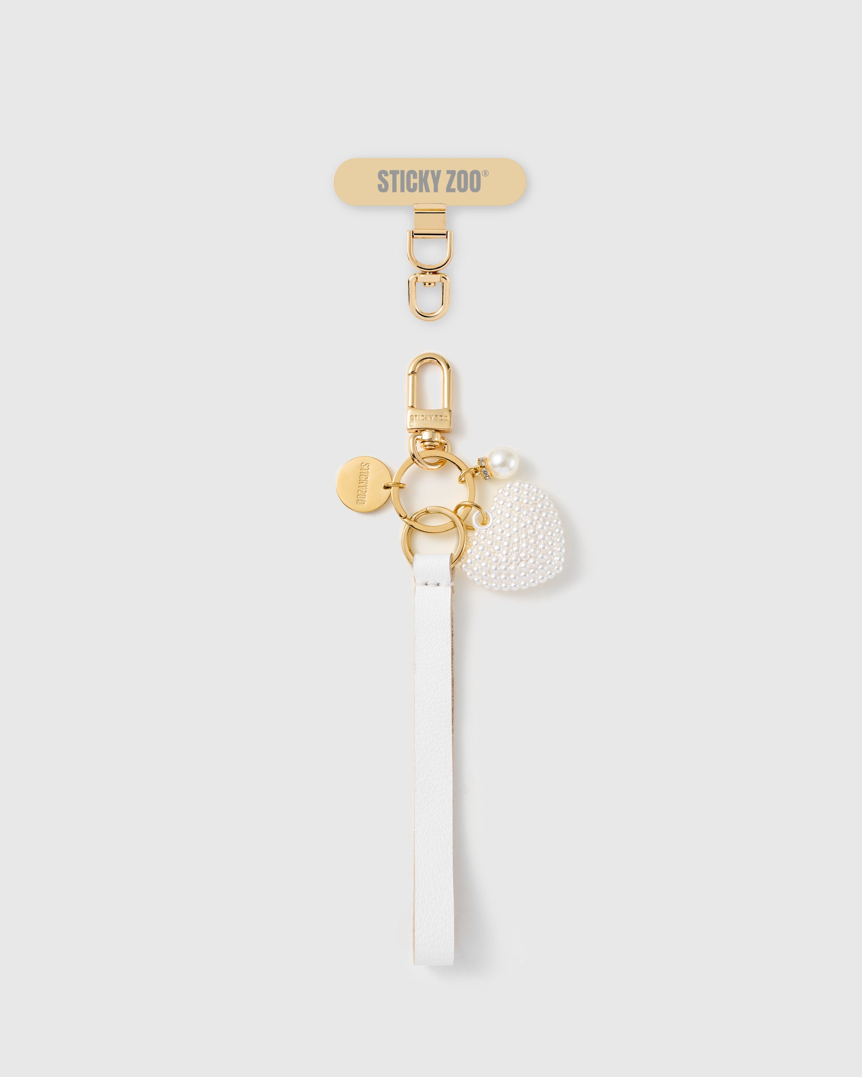 PEARL HEART LEATHER PHONE STRAP