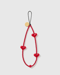 SCARLET PUFF HEART PHONE STRAP