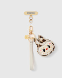 IVORY SNOW LEOPARD SA LEATHER PHONE STRAP