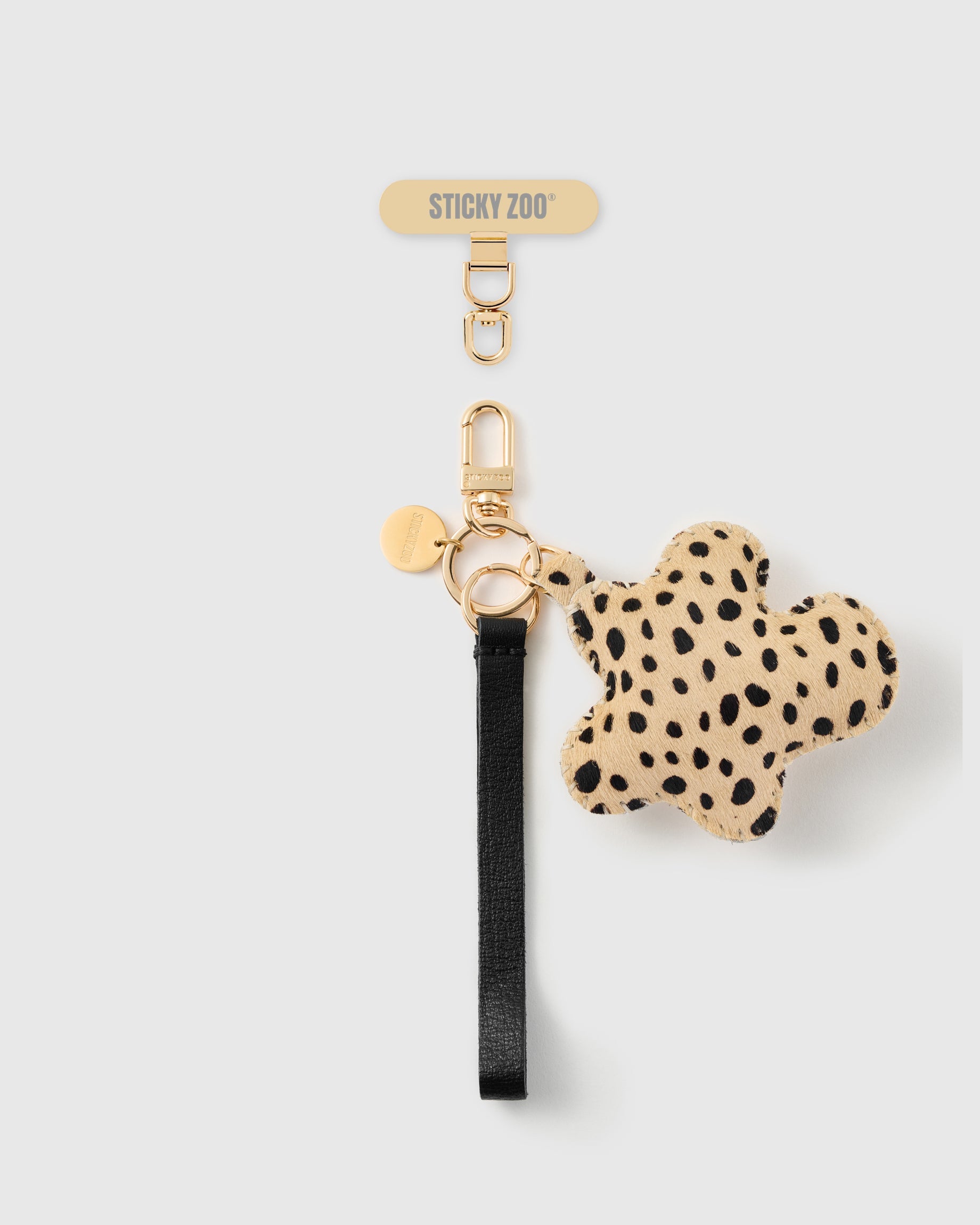NOIR CHEETAH NA BULAKLAK SA LEATHER PHONE STRAP
