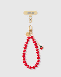 CRIMSON LADYBUG HEART STRAP NG TELEPONO  