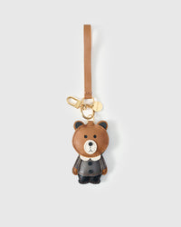 TEDDY BEAR CHARM on an 18K gold-plated keychain clip with engraved STICKYZOO disc — clips to keys, bags or backpacks.