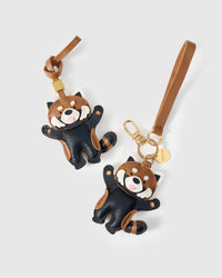 RED PANDA CHARM on an 18K gold-plated keychain clip with engraved STICKYZOO disc — clips to keys, bags or backpacks.