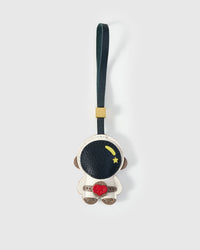 ASTRONAUT CHARM charm handmade from French Alran genuine goatskin — A bear in a spacesuit, holding a red heart. The helmet. Three days by hand. Arrives in luxury gift packaging. Designed in Amsterdam.