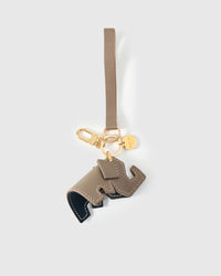 ELEPHANT CHARM on an 18K gold-plated keychain clip with engraved STICKYZOO disc — clips to keys, bags or backpacks.