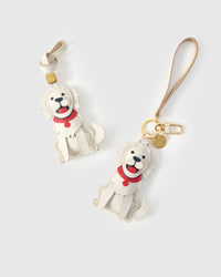 Handmade Golden Retriever leather bag charm — built to last from full-grain French Alran goatskin. STICKYZOO.