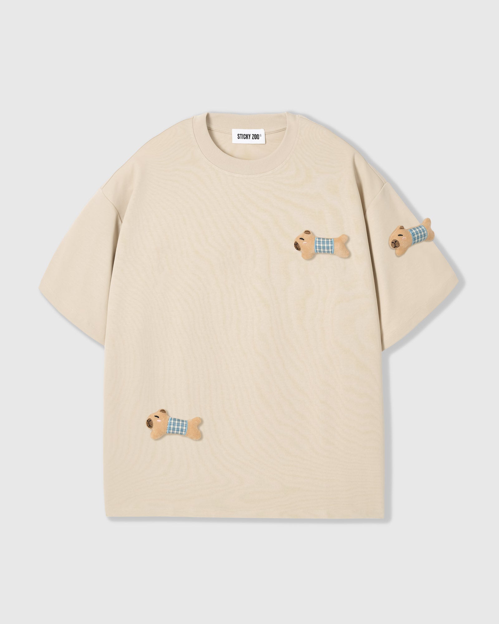 BLUE CHECK PUPPY SCATTER T-SHIRT — KREM