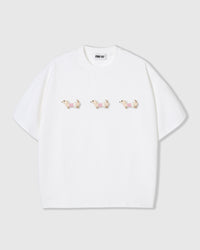 TRIO NG PLAID NA DACHSHUND NA T-SHIRT — PUTI