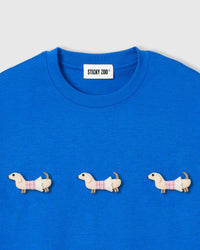 TRIO NG PLAID NA DACHSHUND NA T-SHIRT — ASUL