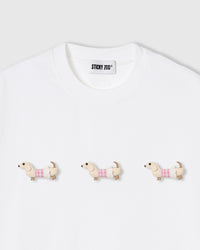TRIO NG PLAID NA DACHSHUND NA T-SHIRT — PUTI
