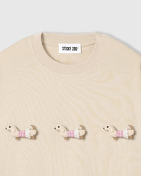 TRIO NG PLAID NA DACHSHUND NA T-SHIRT — KREM