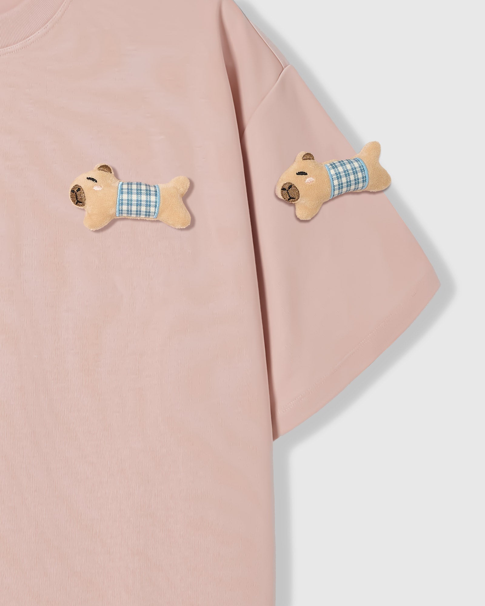 BLUE CHECK PUPPY SCATTER T-SHIRT — ROSA