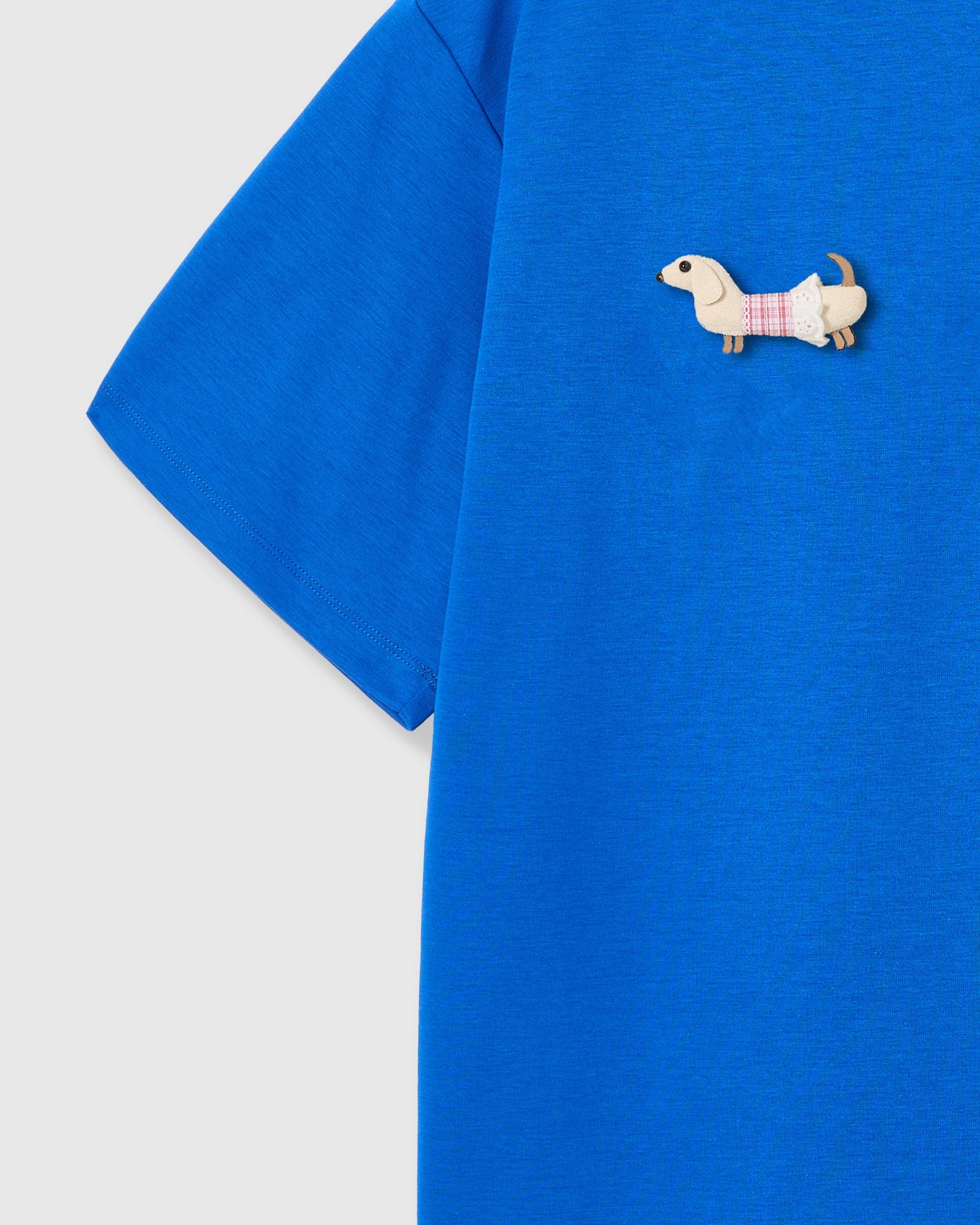 TRIO NG PLAID NA DACHSHUND NA T-SHIRT — ASUL