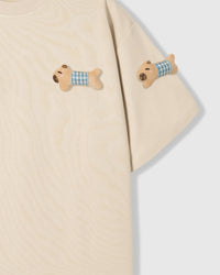 BLUE CHECK PUPPY SCATTER T-SHIRT — KREM