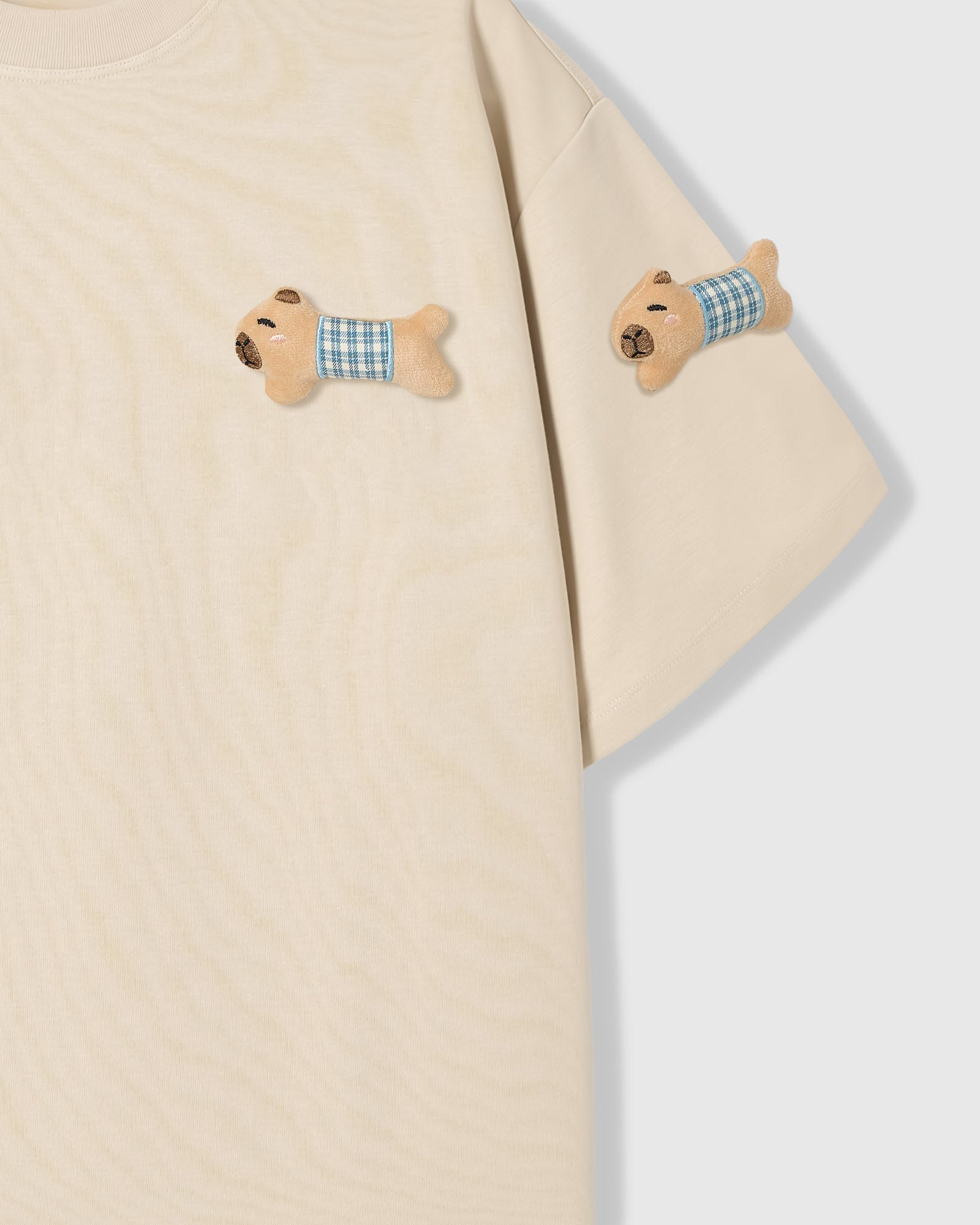 BLUE CHECK PUPPY SCATTER T-SHIRT — KREM