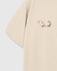 TRIO NG PLAID NA DACHSHUND NA T-SHIRT — KREM