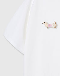 TRIO NG PLAID NA DACHSHUND NA T-SHIRT — PUTI