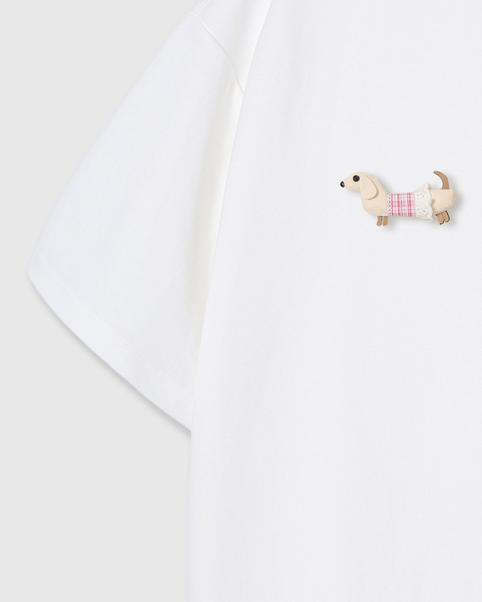 TRIO NG PLAID NA DACHSHUND NA T-SHIRT — PUTI