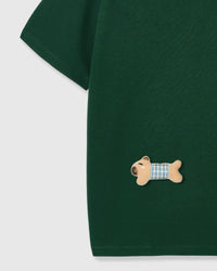 BLUE CHECK NA TUTA NA NAGKAKALAT NA T-SHIRT — BERDE