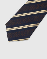 NAVY BROCADE STRIPE NA KWINTAS