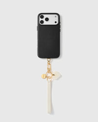 MINI PEARL HEART LEATHER PHONE STRAP