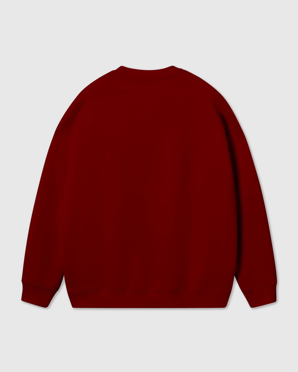 Back view of STICKYZOO red Sticky Bear Sweatshirt showing boxy silhouette and ribbed details