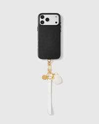 PEARL HEART LEATHER PHONE STRAP