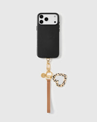 LEOPARD HEART NA SALAMIN NA LEATHER NA STRAP PARA SA TELEPONO