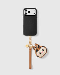 COGNAC LEOPARD NA CRITTER SA LEATHER PHONE STRAP