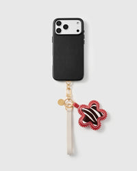 CRIMSON ZEBRA STAR LEATHER PHONE STRAP