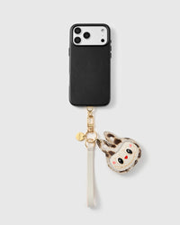 IVORY SNOW LEOPARD SA LEATHER PHONE STRAP