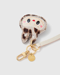 IVORY SNOW LEOPARD SA LEATHER PHONE STRAP