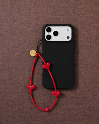 SCARLET PUFF HEART PHONE STRAP