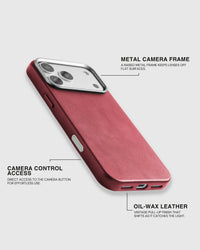 VINTAGE LEATHER PHONE CASE — WINE RED